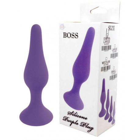 Анальная пробка Boss Silicone Purple Plug - Medium, фото №1