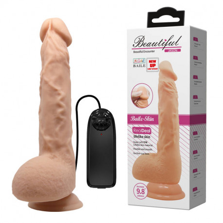 Реалістичний вібратор на присосці Baile Beautiful Jason 9.8 vibro flesh, BW-008041Z, фото №1