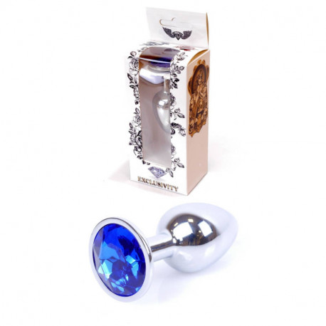 Анальная пробка (металл) с синим камнем Exclusivity Silver PLUG - Dark Blue, фото №1