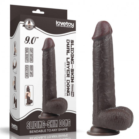 Фаллоимитатор с подвижной кожей 9.0 Sliding-Skin Dual Layer Dong Black, LV317013, фото №1