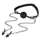Кляп с зажимами для сосков EROSPACE Wild Play C15 mouth gag with nipple clamps