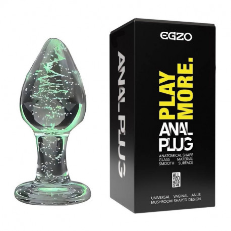 Анальная пробка из светящегося стекла EGZO Anal Plug EAP-P, фото №1