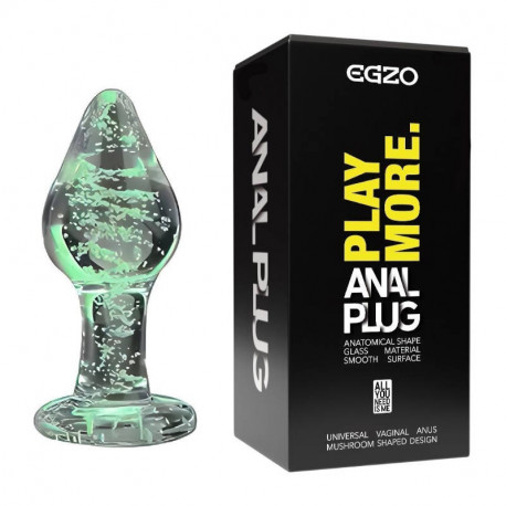 Светящаяся анальная пробка из стекла EGZO Anal Plug EAP-R, фото №1