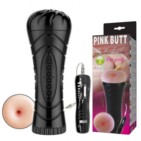 Мужской мастурбатор-анус с вибрацией в колбе Baile Pink Butt vibrating, фото №1