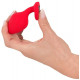 Красная анальная пробка с белым камнем в форме сердца, размер M