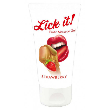 Массажный гель с ароматом клубники Lick it Strawberry, 50 мл, фото №1