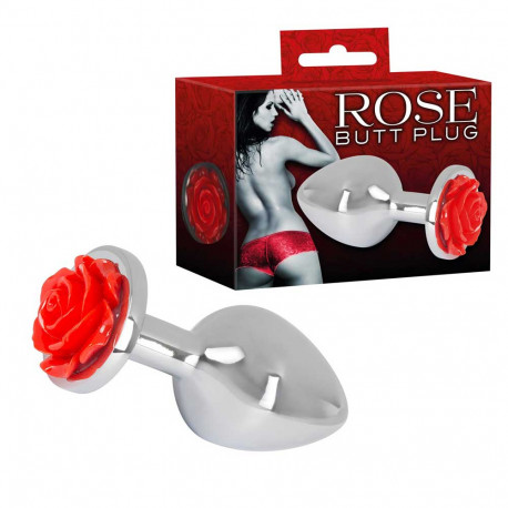 Анальная пробка из алюминия с украшением в виде розы Rose butt plug, фото №1