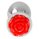Анальная пробка из алюминия с украшением в виде розы Rose butt plug