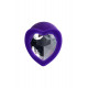 Фиолетовая анальная втулка Diamond Heart с прозрачным кристаллом, 8 см