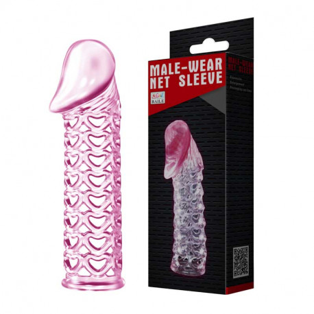Удлиняющая насадка на пенис с ажурной поверхностью Male-Wear net sleeve, BI-026200, фото №1