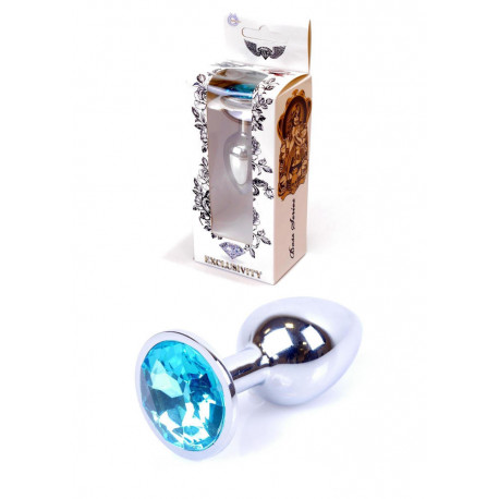 Металева вилка з ексклюзивністю синього кристала Silver PLUG - Світло-блакитний, фото №1