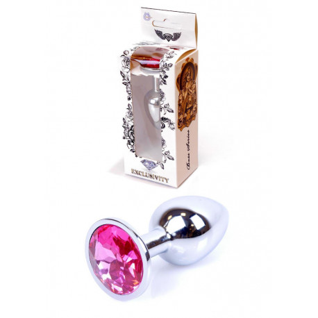 Металева вилка з ексклюзивністю рожевого кристала Silver PLUG - Рожевий, фото №1