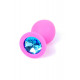 Середній штекер (силікон) з ексклюзивністю синього кристала Pink Silikon PLUG Medium - Світло-блакитний діамант