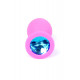 Середній штекер (силікон) з ексклюзивністю синього кристала Pink Silikon PLUG Medium - Світло-блакитний діамант