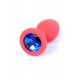 Маленькая анальная пробка (силикон) с синим кристаллом Exclusivity Red Silikon PLUG Small - Blue Diamond