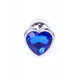 Анальная пробка (металл) с синим камнем сердцем Exclusivity Silver Heart PLUG - Dark Blue
