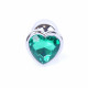 Анальная пробка (металл) с зеленым камнем сердцем Exclusivity Silver Heart PLUG - Green