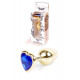Анальная пробка (металл) с синим камнем сердцем Exclusivity Gold Heart PLUG - Dark Blue