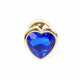 Анальная пробка (металл) с синим камнем сердцем Exclusivity Gold Heart PLUG - Dark Blue