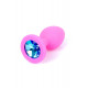 Маленькая анальная пробка (силикон) с голубым кристаллом Exclusivity Pink Silikon PLUG Small - Light Blue Diamond