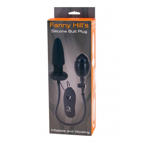 Надувная анальная пробка с вибрацией Fanny Hills Inflatable Plug Black, фото №1