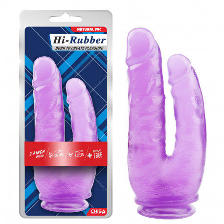 Двойной фаллоимитатор на присоске Hi-Rubber 9.4 Inch Dildo purple, фото №1
