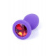 Маленькая анальная пробка (силикон) с красным кристаллом Exclusivity Purple Silikon PLUG Small - Red Diamond