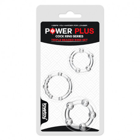 Ерекційні кільця з намистинами Power Plus Triple Beaded Ring Set, фото №1