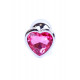 Анальная пробка (металл) с розовым камнем сердцем Exclusivity Silver Heart PLUG - Pink