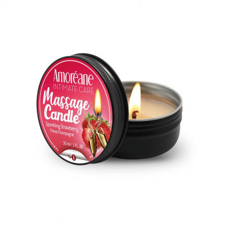Масажна свічка з ароматом полуниці Amoreane Sparkling Strawberry, 30 мл, фото №1