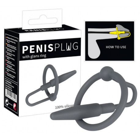 Кольцо на пенис с уретральным стимулятором Penisplug with glans ring, фото №1